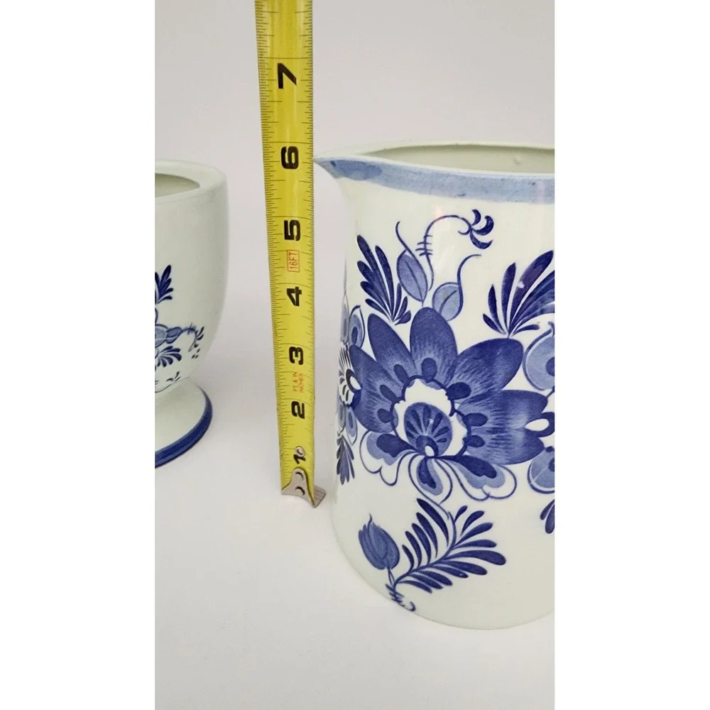 Our Own Import Pitcher Candy Dish Set Blue Vintage Floral Japan Ceramic VGC